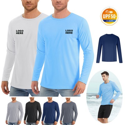 Custom Quick Dry Athletic Workout Tops Men's UPF 50+ Breathable Long Sleeve Sun Protection Shirt